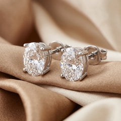 2.00 CT Oval Diamond Four Prong Stud Earrings
