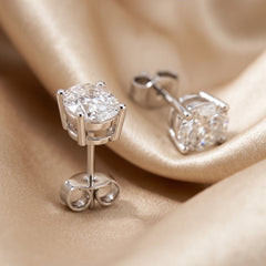 2.00 CT Oval Diamond Four Prong Stud Earrings