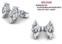 0.50 CT Marquise Diamond Solitaire Stud Earrings