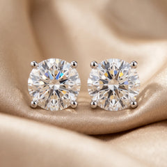 2.00 CT Round Diamond Four Prong Stud Earrings
