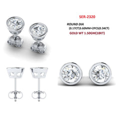 0.34 CT Round Diamond Bezel Stud Earrings