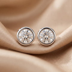 0.34 CT Round Diamond Bezel Stud Earrings