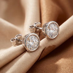 0.34 CT Round Diamond Bezel Stud Earrings
