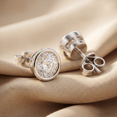 0.34 CT Round Diamond Bezel Stud Earrings