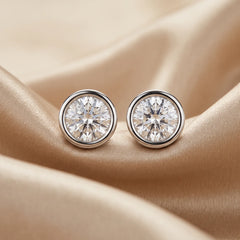 1.94 CT Round Diamond Bezel Stud Earrings