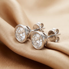 1.94 CT Round Diamond Bezel Stud Earrings
