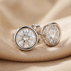 1.94 CT Round Diamond Bezel Stud Earrings