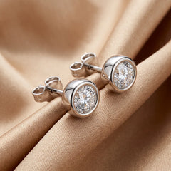 0.50 CT Round Diamond Bezel Stud Earrings