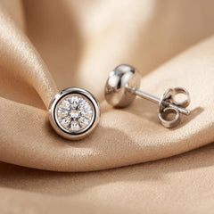 0.50 CT Round Diamond Bezel Stud Earrings