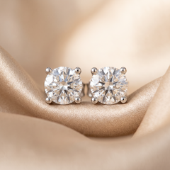 1.00 CT Round Diamond Solitaire Stud Earrings