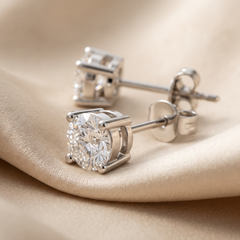 1.00 CT Round Diamond Solitaire Stud Earrings