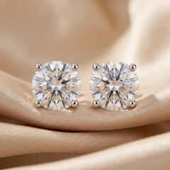 4.11 CT Round Diamond Solitaire Stud Earrings