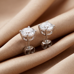 4.11 CT Round Diamond Solitaire Stud Earrings