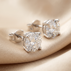 4.11 CT Round Diamond Solitaire Stud Earrings