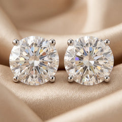 6.00 CT Round Diamond Four Prong Stud Earrings
