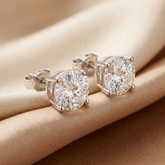 6.00 CT Round Diamond Four Prong Stud Earrings