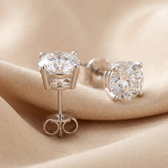 6.00 CT Round Diamond Four Prong Stud Earrings
