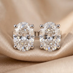 6.00 CT Oval Diamond Four Prong Stud Earrings