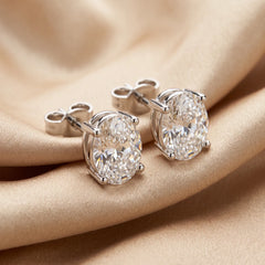 6.00 CT Oval Diamond Four Prong Stud Earrings