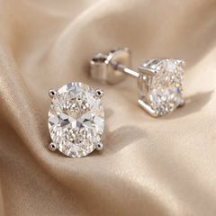 6.00 CT Oval Diamond Four Prong Stud Earrings