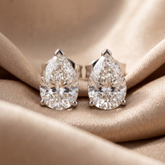 6.00 CT Pear Diamond Three Prong Stud Earrings