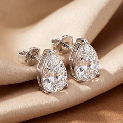 6.00 CT Pear Diamond Three Prong Stud Earrings