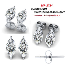 4.00 CT Marquise Diamond Solitaire Stud Earrings