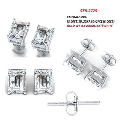 6.00 CT Emerald-cut Diamond Solitaire Stud Earrings