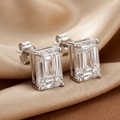 6.00 CT Emerald-cut Diamond Solitaire Stud Earrings