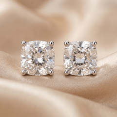 4.00 CT Cushion-cut Diamond Solitaire Stud Earrings