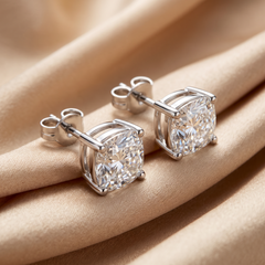 4.00 CT Cushion-cut Diamond Solitaire Stud Earrings