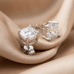 4.00 CT Cushion-cut Diamond Solitaire Stud Earrings