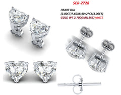 4.00 CT Heart Diamond Solitaire Stud Earrings