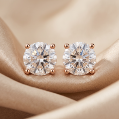 3.00 CT Round Diamond Solitaire Stud Earrings