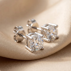 1.50 CT Round Diamond Four Prong Stud Earrings