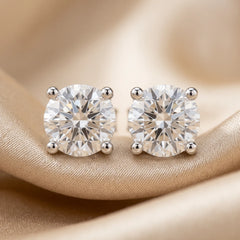 1.00 CT Round Diamond Four Prong Stud Earrings