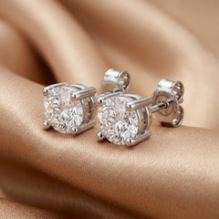 1.00 CT Round Diamond Four Prong Stud Earrings