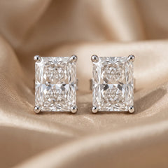 2.03 CT Radiant Diamond Four Prong Stud Earrings