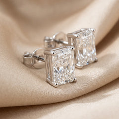 2.03 CT Radiant Diamond Four Prong Stud Earrings