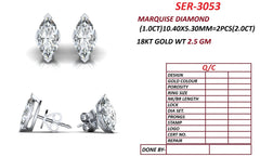 2.00 CT Marquise Diamond Solitaire Stud Earrings