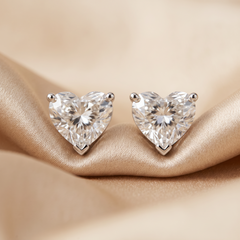 0.76 CT Heart Diamond Solitaire Stud Earrings