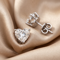 0.76 CT Heart Diamond Solitaire Stud Earrings