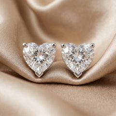 4.00 CT Heart Diamond Solitaire Stud Earrings