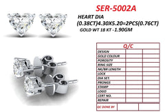 0.76 CT Heart Diamond Solitaire Stud Earrings