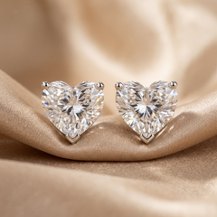4.13 CT Heart Diamond Solitaire Stud Earrings