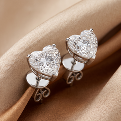 4.13 CT Heart Diamond Solitaire Stud Earrings