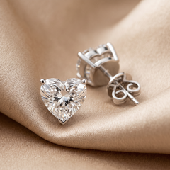 4.13 CT Heart Diamond Solitaire Stud Earrings