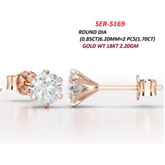 1.70 CT Round Diamond Six Prong Stud Earrings