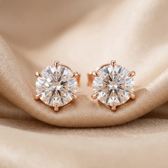 1.70 CT Round Diamond Six Prong Stud Earrings