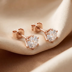 1.70 CT Round Diamond Six Prong Stud Earrings